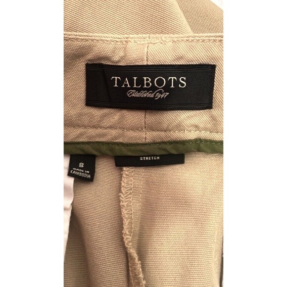 Women’s Talbots Size 8 Stretch Straight Leg Flat Front Pants Khaki - Picture 5 of 8